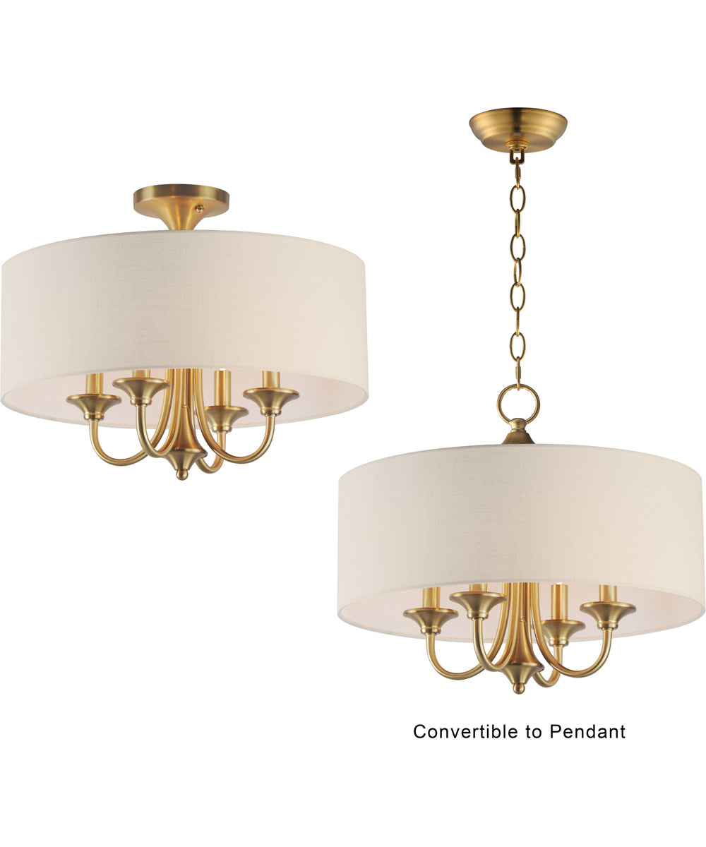 Bongo 4-Light Pendant / Semi-Flush Mount Natural Aged Brass