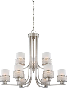31"W Fusion 9-Light Chandelier Brushed Nickel