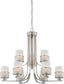 31"W Fusion 9-Light Chandelier Brushed Nickel