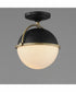 Duke 1-Light Semi Flush Mount Black/Weathered Brass