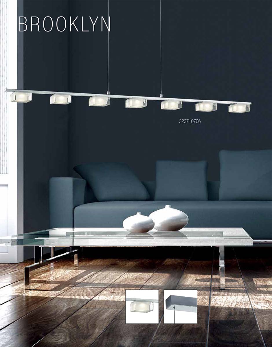 45"W Brooklyn LED Pendant Chrome