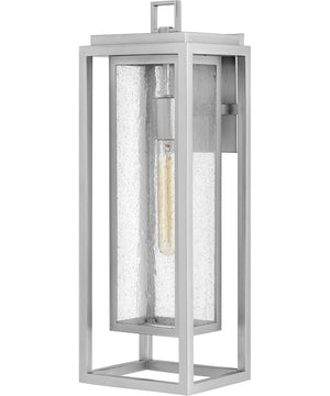 1-Light Large Outdoor Wall Mount Lantern in Satin Nickel