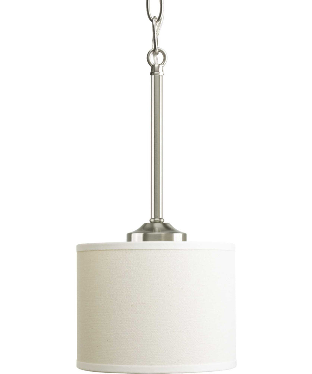 Inspire 1-Light Off-white Shade Traditional Mini-Pendant Light Brushed Nickel
