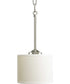 Inspire 1-Light Off-white Shade Traditional Mini-Pendant Light Brushed Nickel