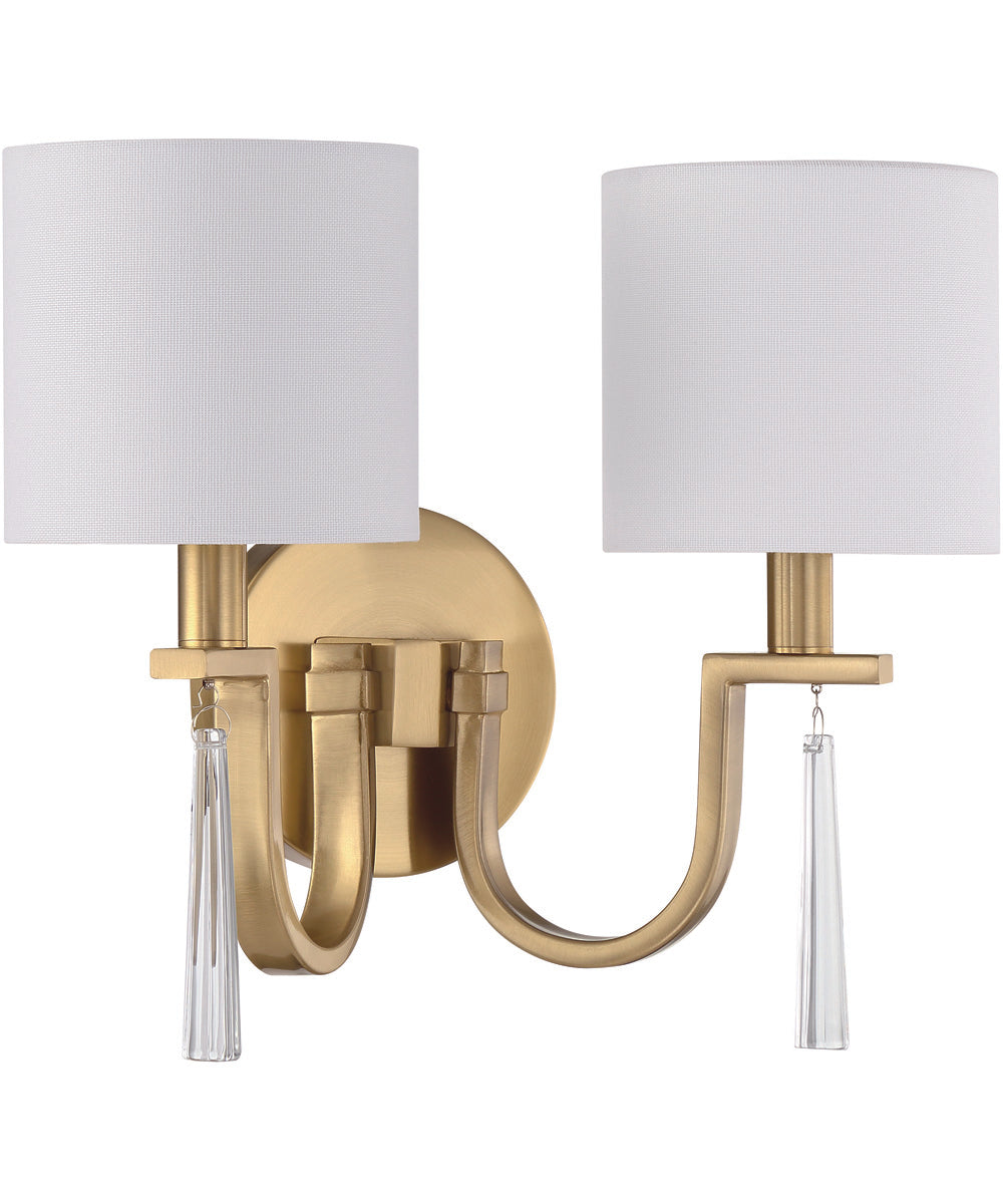 Fortuna 2-Light Wall Sconce Satin Brass