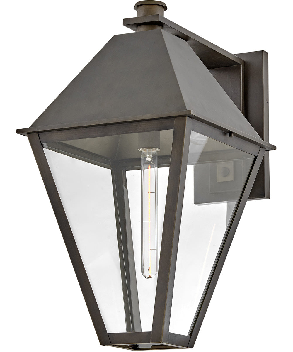 Endsley 1-Light Large Wall Mount Lantern in Blackened Brass