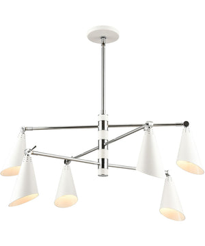 Calder 6-Light chandelier  Polished Chrome / White