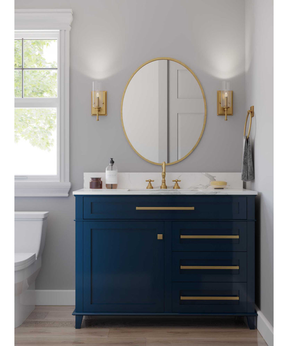 Elara 1-Light New Traditional Clear Glass Bath Vanity Light Vintage Brass