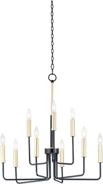 25"W Sullivan 9-Light Chandelier Black / Gold