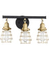 Thatcher 3-Light Bath Vanity Light Flat Black/Satin Brass