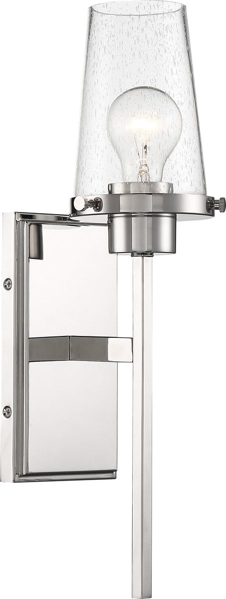 5"W Rector 1-Light Vanity & Wall Polished Nickel / Clear Seeded