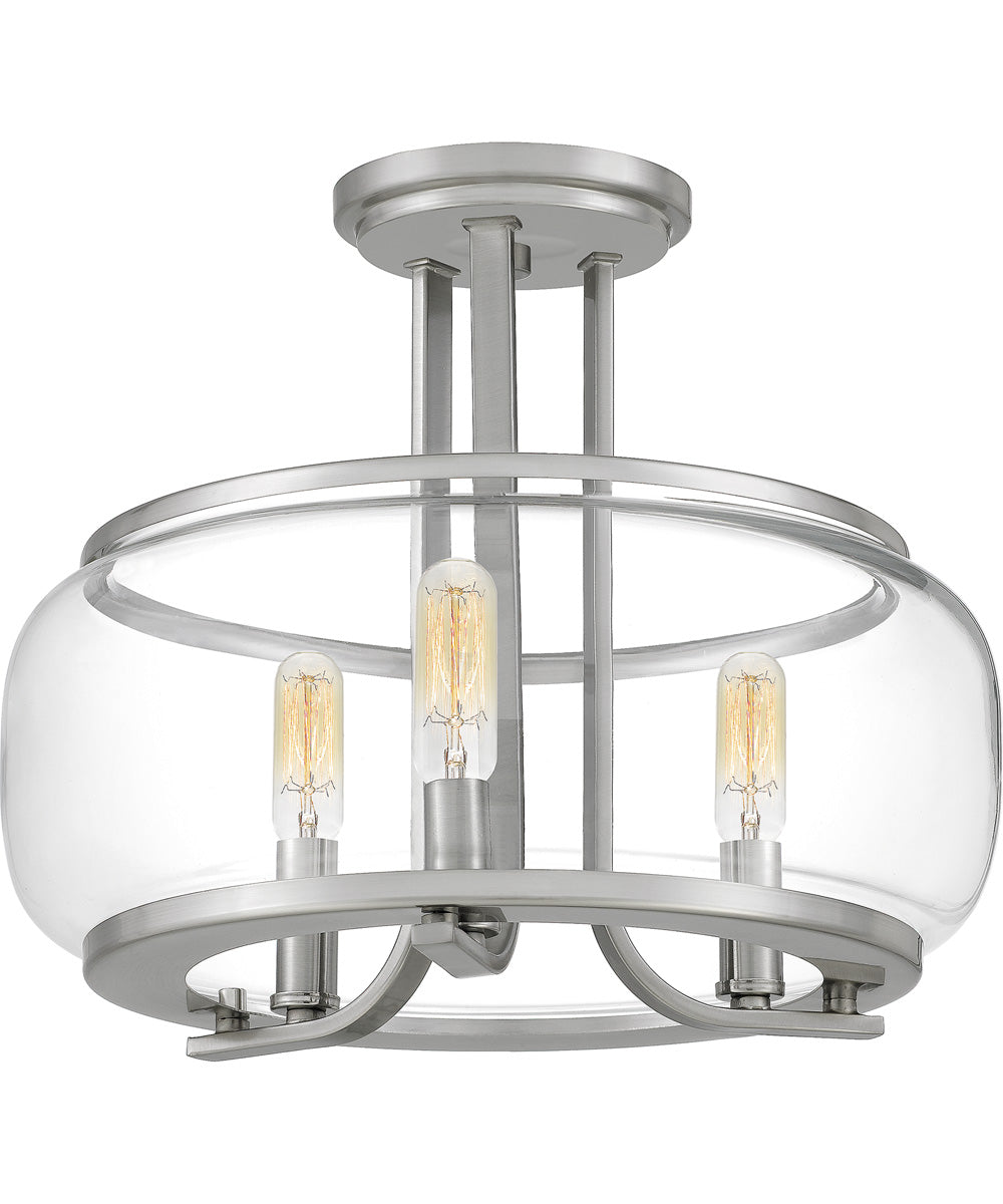 Pruitt Medium 3-light Semi Flush Mount Brushed Nickel