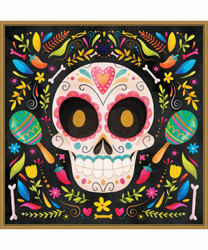 Framed Day of the Dead IV by Art Nd Canvas Wall Art Print (30  W x 30  H), Sylvie Gold Frame