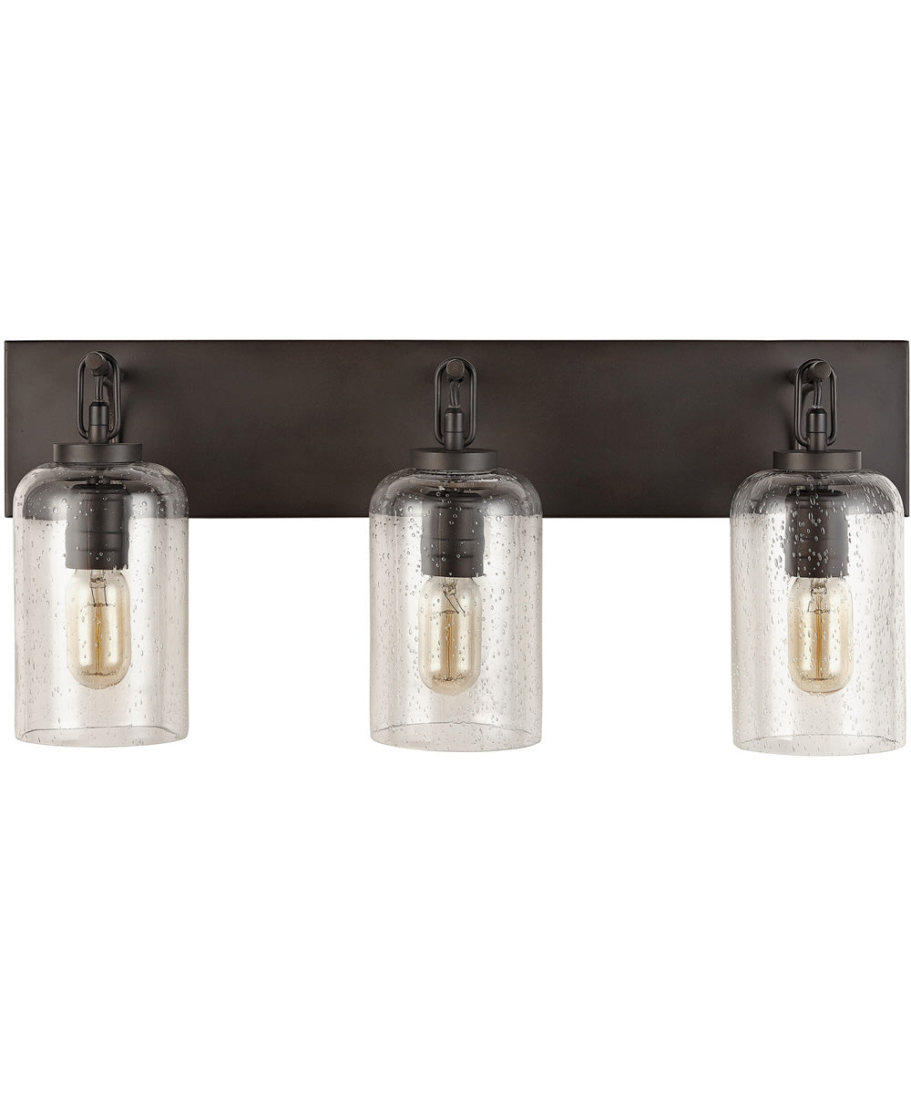 3-Light Vanity In Old Bronze With Clear Seeded Glass