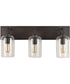 3-Light Vanity In Old Bronze With Clear Seeded Glass