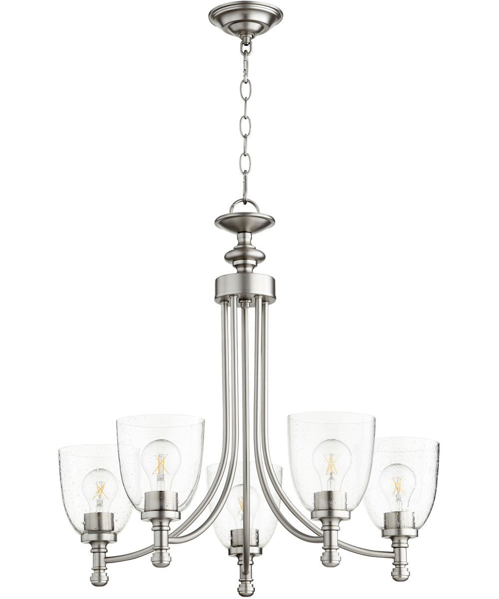 25"W Rossington 5-light Chandelier Satin Nickel w/ Clear/Seeded