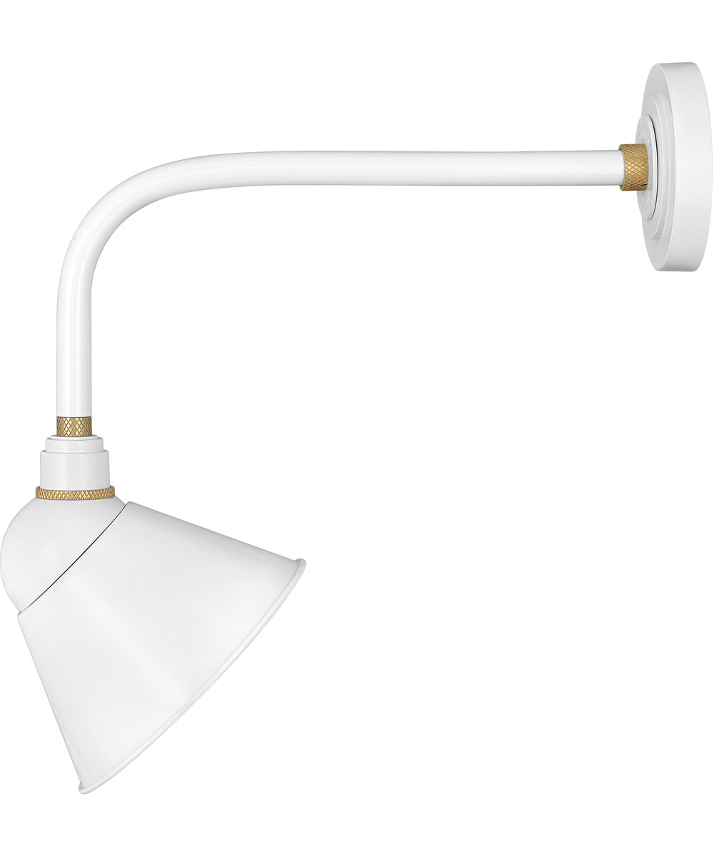 Foundry Sign Light 1-Light Medium Straight Arm Outdoor Barn Light in Gloss White