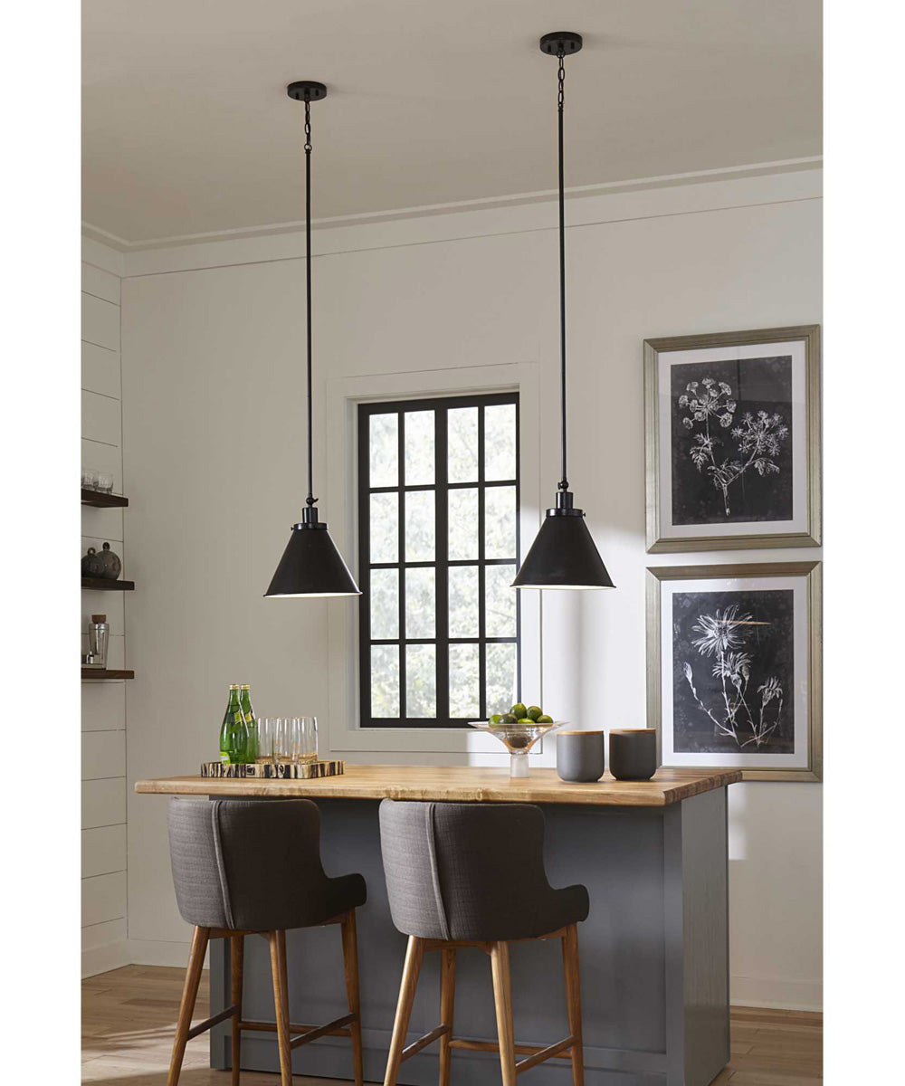 Hinton 1-Light Vintage Style Hanging Pendant Light Matte Black