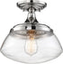 10"W Kew 1-Light Close-to-Ceiling Polished Nickel / Clear