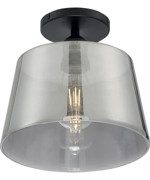 10"W Motif 1-Light Close-to-Ceiling Black / Smoked Glass