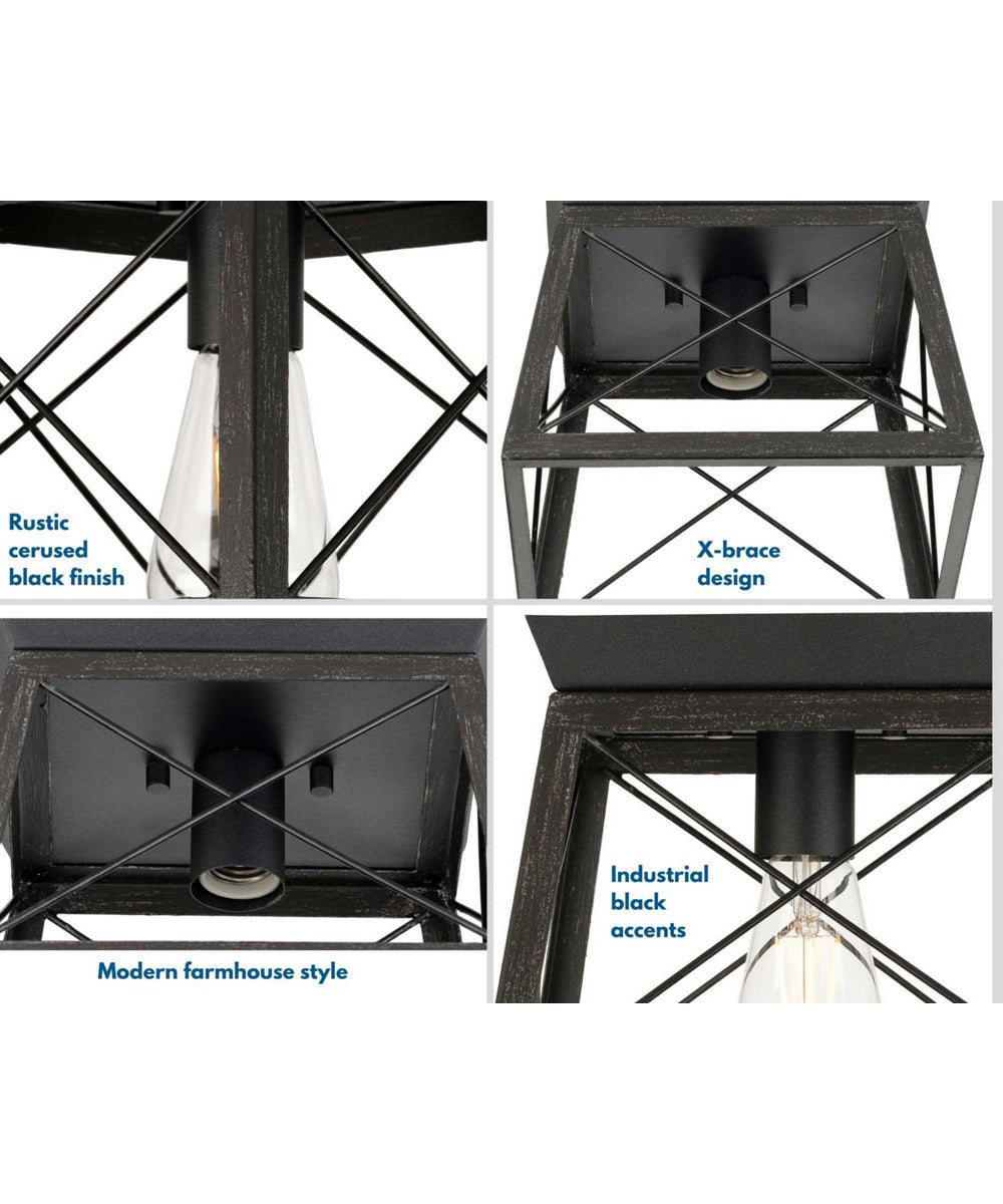 Briarwood 1-Light Textured Cerused Black Farmhouse Style Flush Mount Ceiling Light Textured Black