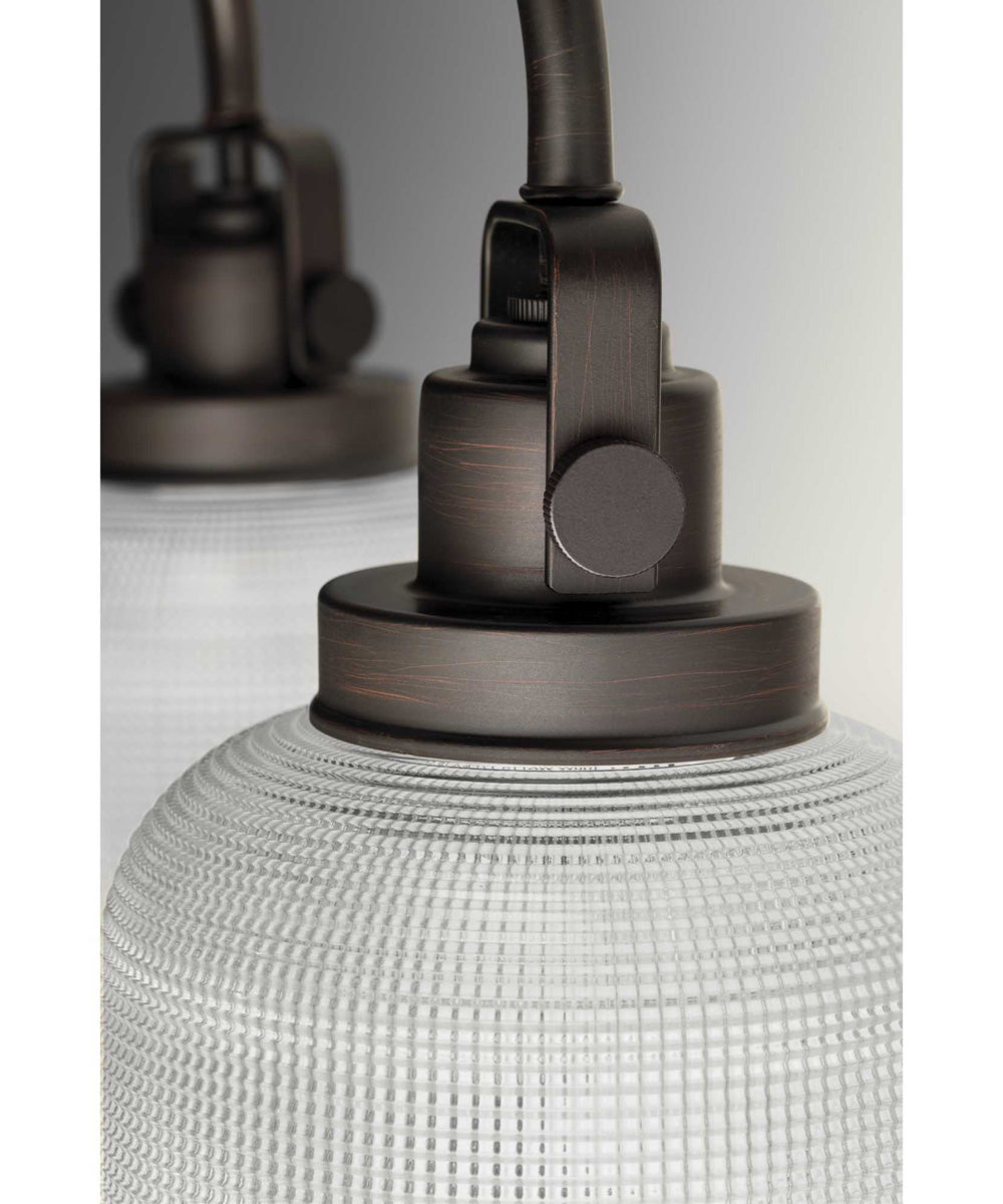 Archie 2-Light Clear Double Prismatic Glass Coastal Bath Vanity Light Venetian Bronze