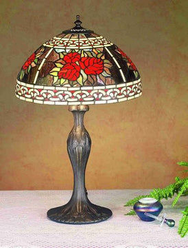 23"H Roses and Scroll Dome  Table Lamp