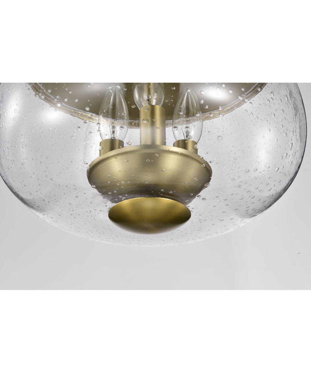 Boliver 3-Light Close-to-Ceiling Vintage Brass