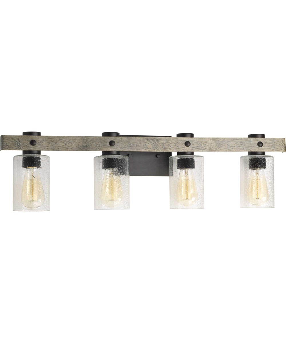 Gulliver 4-Light Clear Seeded Glass Coastal Bath Vanity Light Graphite