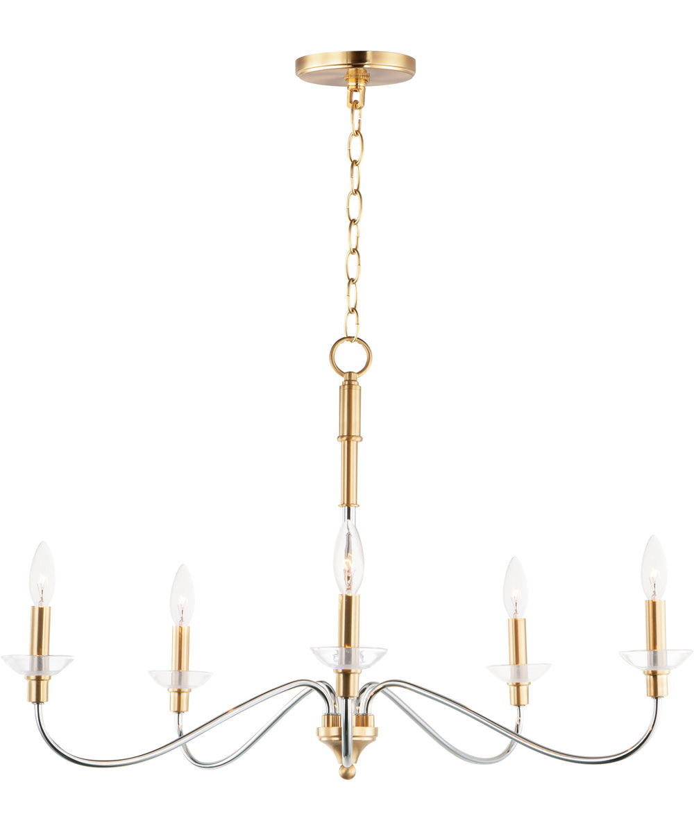 Clarion 5-Light Chandelier Polished Chrome / Satin Brass