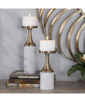 Castiel Marble Candleholders, Set of 2