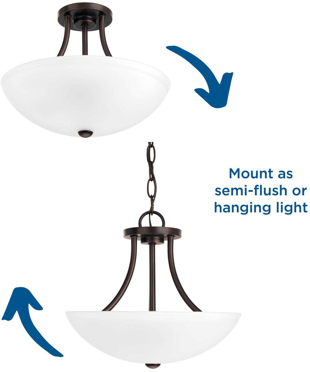 Gather 2-Light 12-7/8" Semi-Flush Convertible Antique Bronze