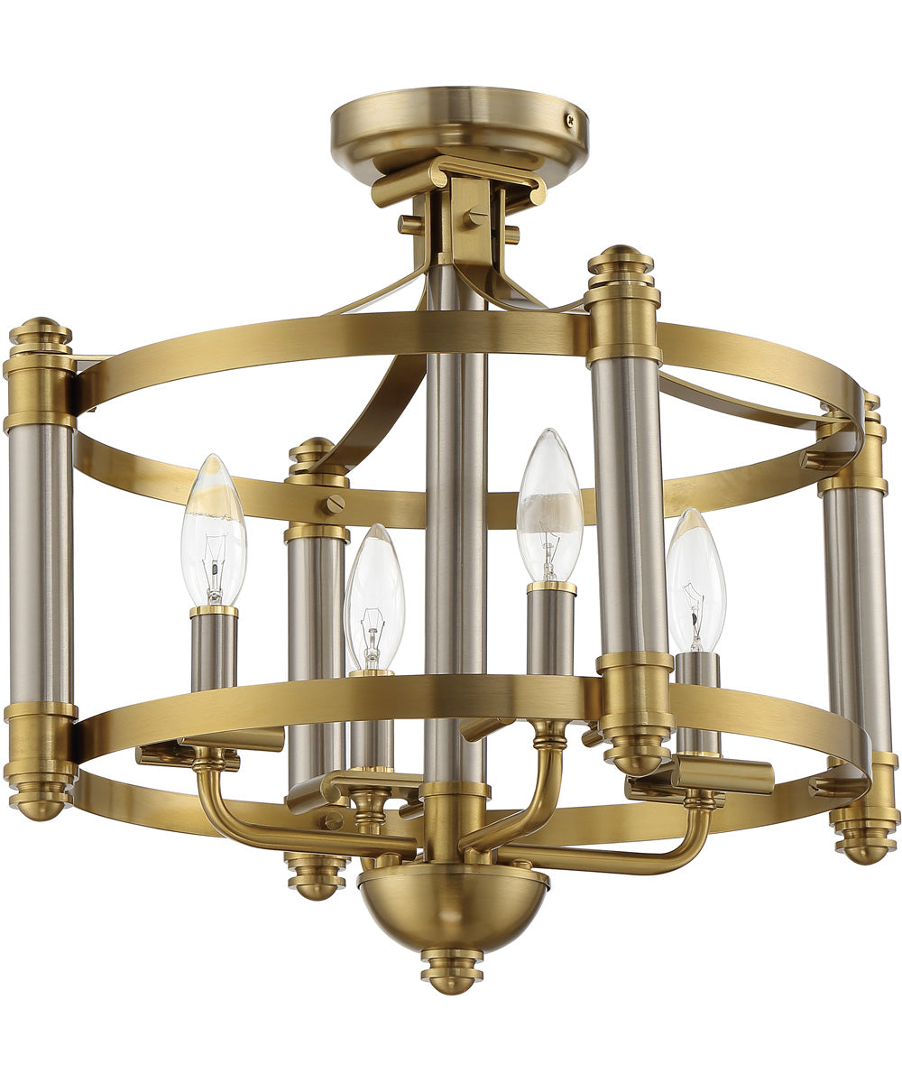 Stanza 4-Light Semi Flush Brushed Polished Nickel / Satin Brass