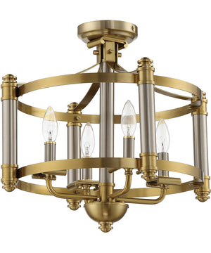 Stanza 4-Light Semi Flush Brushed Polished Nickel / Satin Brass