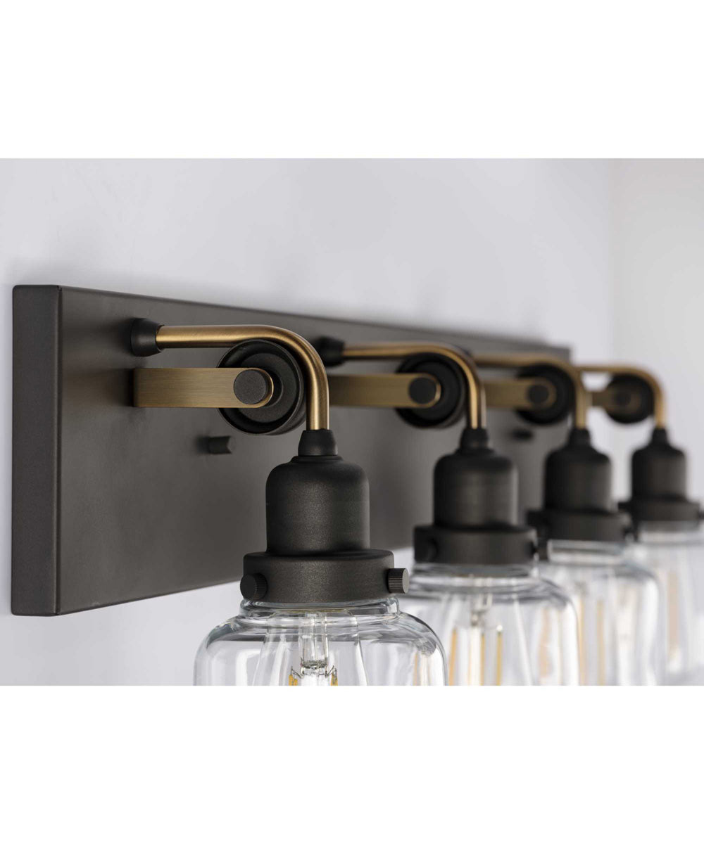 Rushton 4-Light Clear Glass Farmhouse Bath Vanity Light Graphite