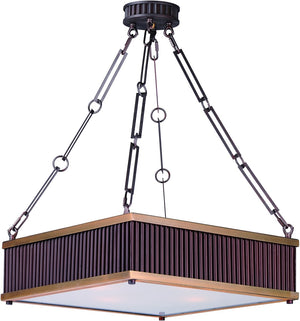 19"W Ruffle 4-Light Pendant Oil Rubbed Bronze and Burnished Brass