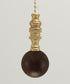 Ceramic Mahogany Ceiling Fan Pull, 2"h with 12" Polished Brass Chain