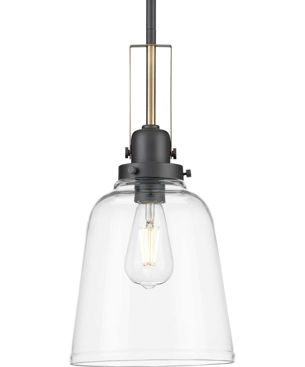 Rushton 1-Light Graphite/Vintage Brass Clear Glass Industrial Style Hanging Pendant Light Graphite
