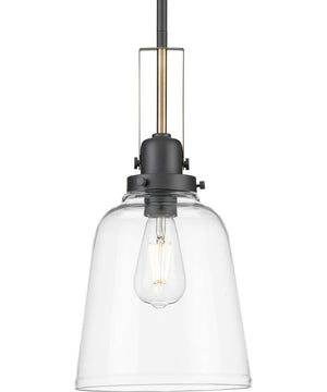 Rushton 1-Light Graphite/Vintage Brass Clear Glass Industrial Style Hanging Pendant Light Graphite
