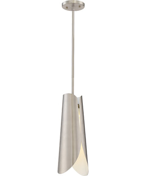 7"W Thorn 1-Light Pendant Brushed Nickel / White Accents