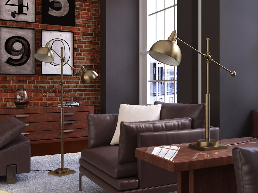 30"H Cupola 1-light Metal Table Lamp  Brushed Brass