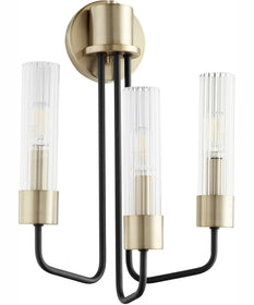 Helix 3-light Wall Mount Light Fixture Textured Black w/ Aged Brass