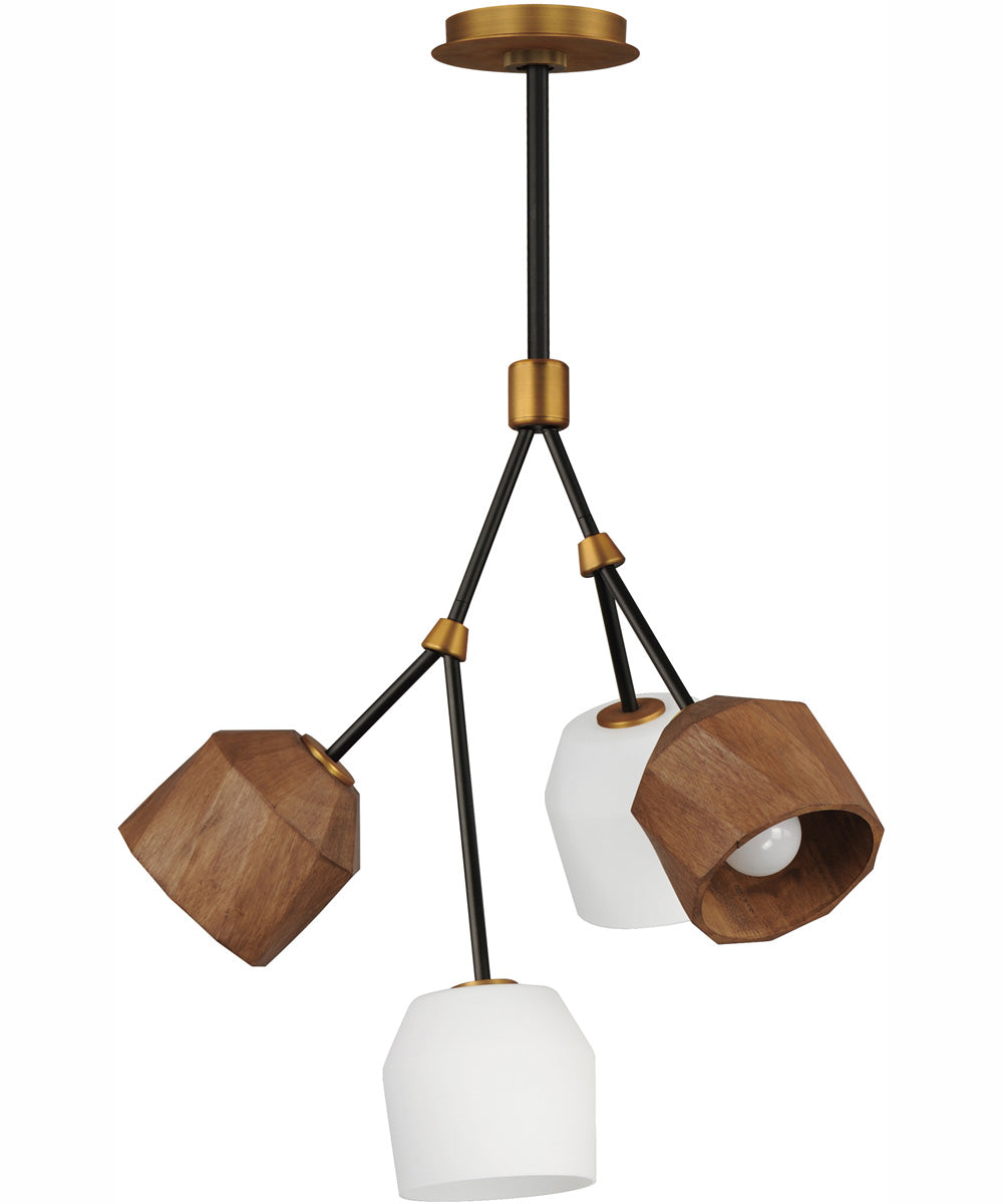 Akimbo 4-Light Pendant W LED Bulbs Dark Bronze/Antique Brass