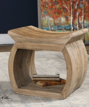 17"H Connor Elm Accent Stool