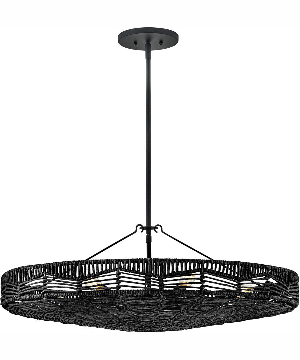 Ophelia 6-Light Medium Convertible Pendant in Black with Black Natural Shade