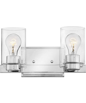 Miley 2-Light Vanity in Chrome with Clear glass
