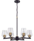 Avante Grand 6-Light Chandelier Flat Black/Satin Brass