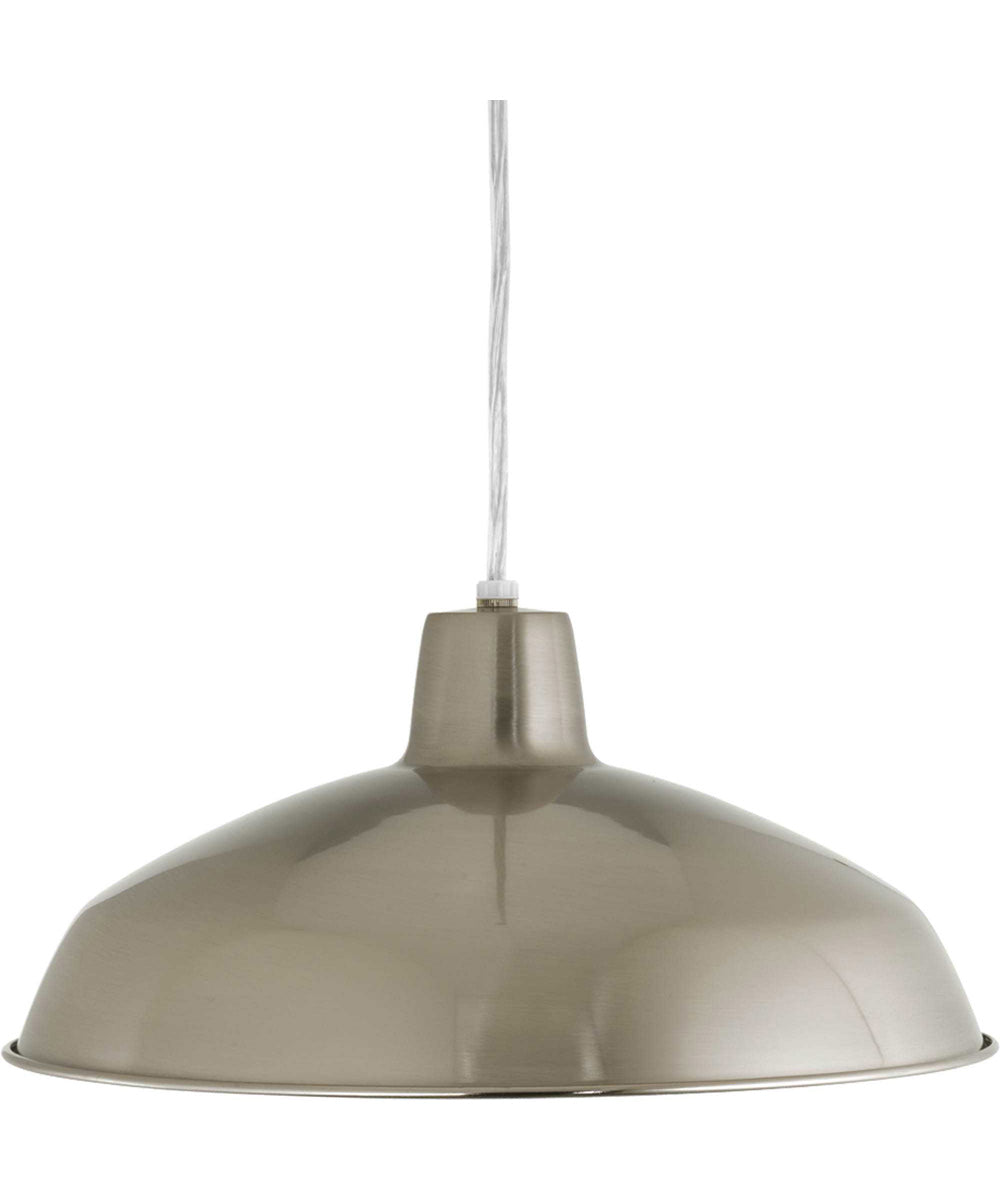 Metal Shade 1-Light Spun Metal Shade Farmhouse Pendant Light Brushed Nickel