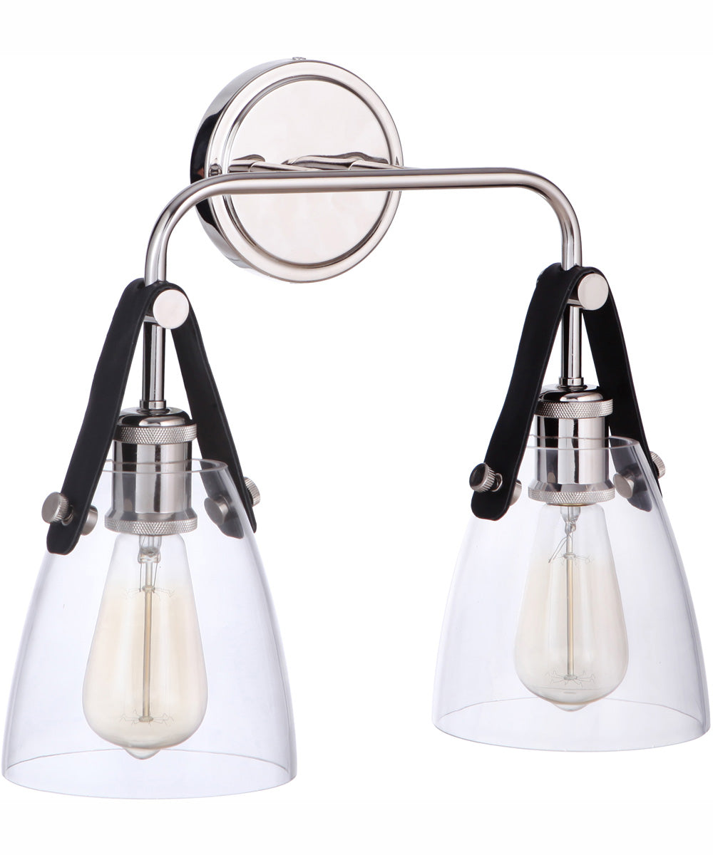 Hagen 2-Light Wall Sconce Polished Nickel