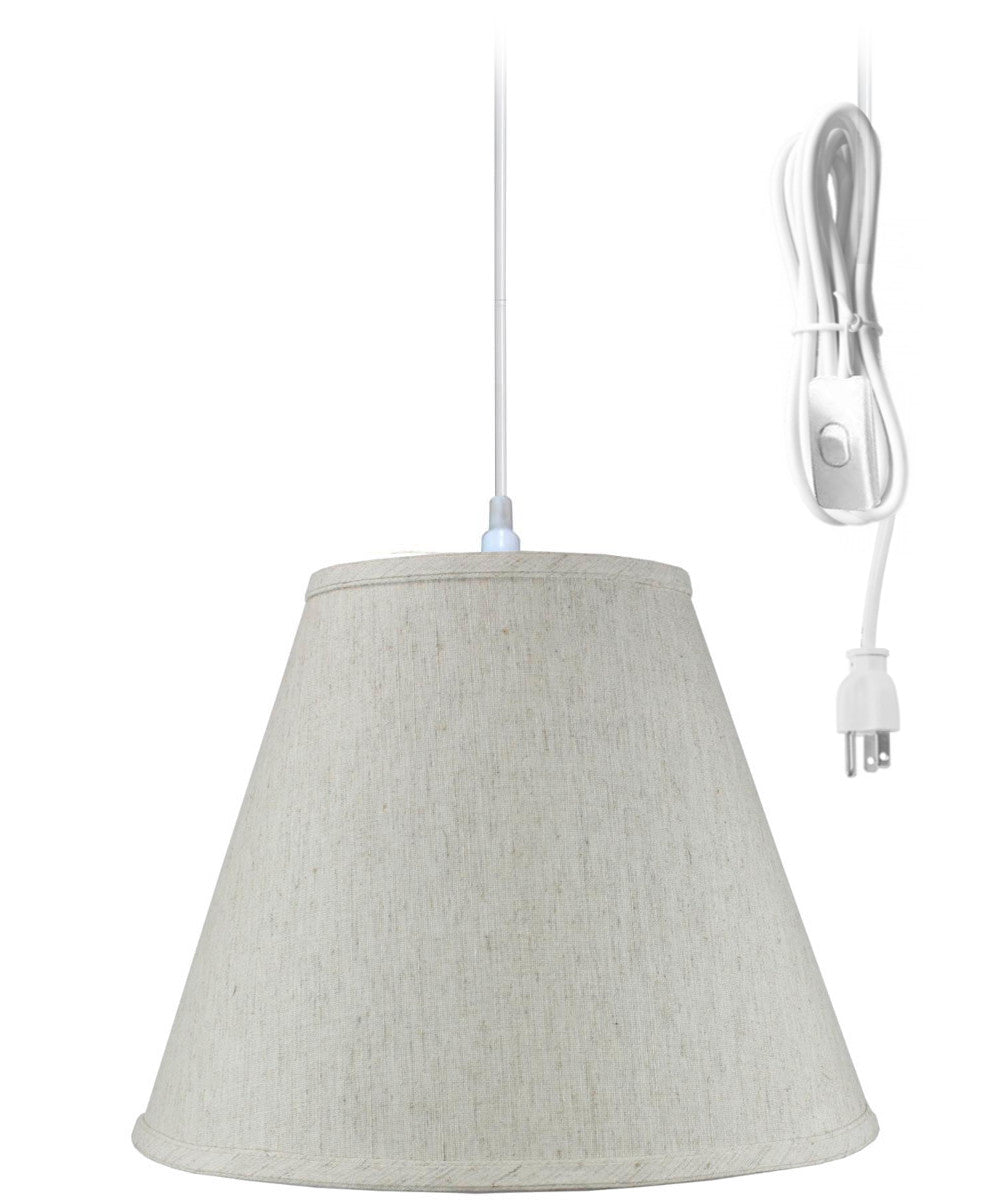 14"W Textured Oatmeal Linen 1 Light Swag Plug-In Pendant Hanging Lamp